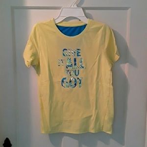 Old Navy Girls sz L(10-12) Yellow GIVE IT ALL YOU GOT Short Sleeve T-Shirt